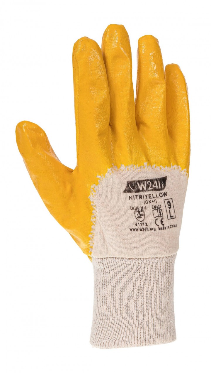 Glove protective coated with nitrile